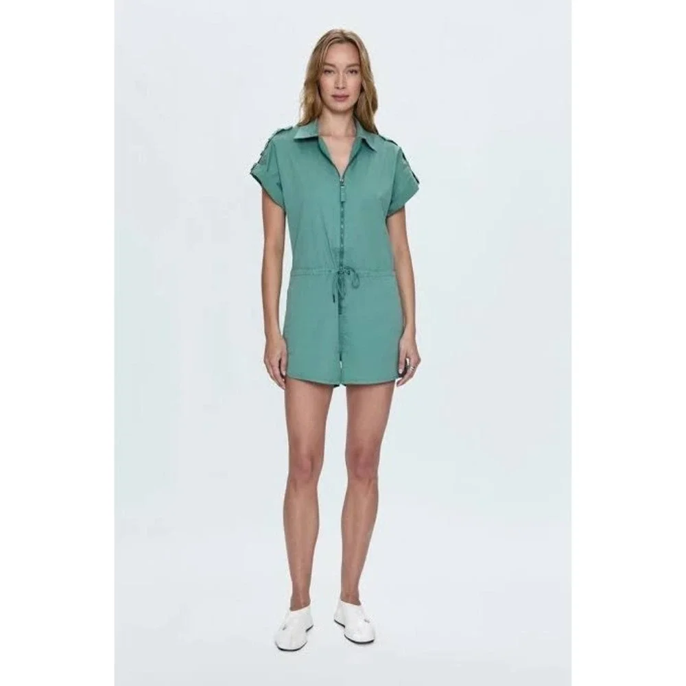 Pistola Meg Zip Front Romper Womens XS Green Clover Excellent Utility Drawstring - Picture 1 of 9